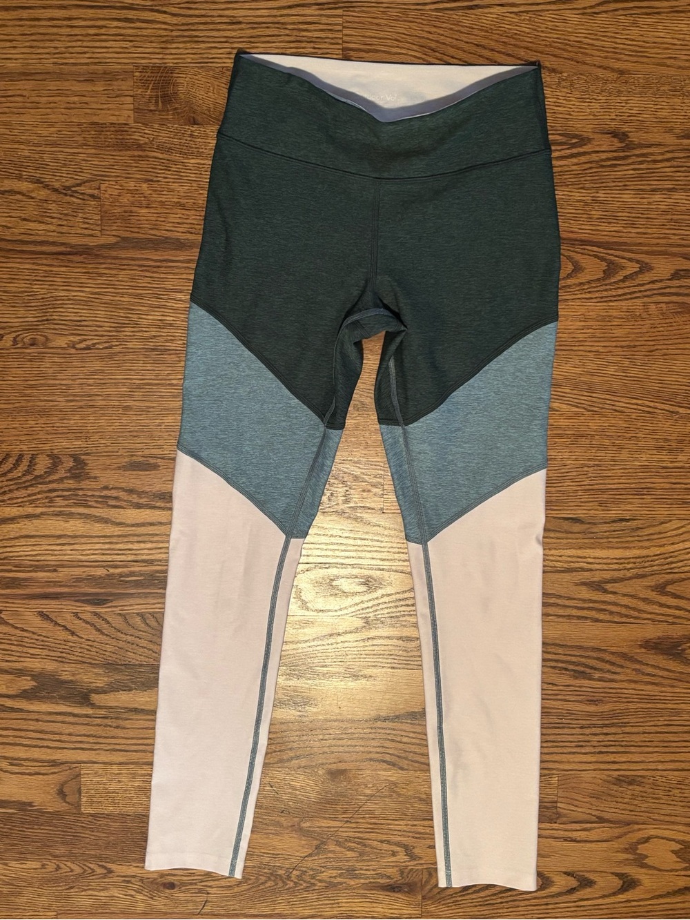 Outdoor Voices Springs 7/8 Leggings Textured Compression Colorblock Green Pink S